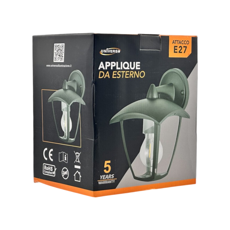 Portalampada Lanterna da Giardino Universo 819WB-B232-G – Wall Lamp Grigio Antracite da Muro, IP44 per Lampadine E27
