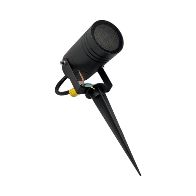 Universo 837WA-B80-G Portafaretto da Giardino con Portalampada per Lampadine GU10 Picchetto da Interramento Alluminio Nero IP65
