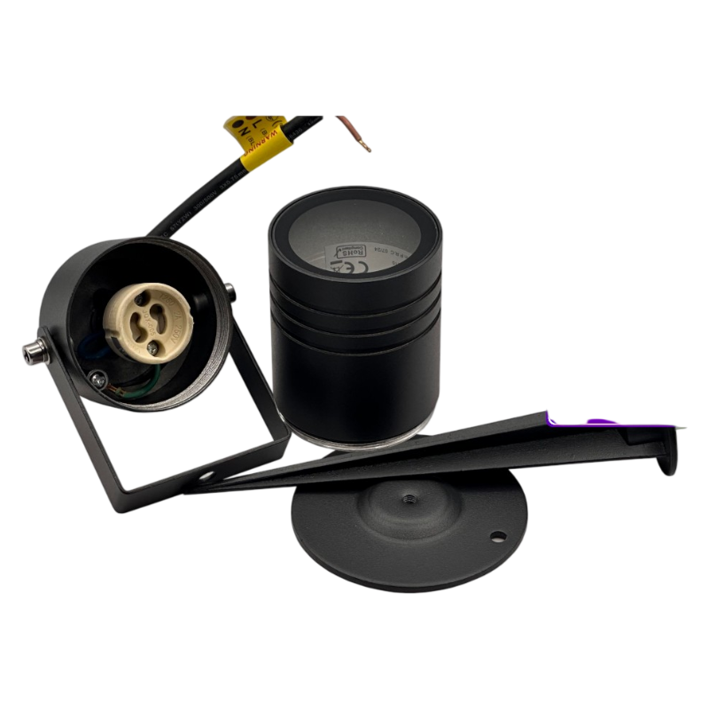 Universo 837WA-B80-G Portafaretto da Giardino con Portalampada per Lampadine GU10 Picchetto da Interramento Alluminio Nero IP65