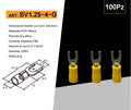 Confezione da 100 pezzi – Capicorda terminale a forcella isolato, a crimpare per cavi da 0,5 mm² a 1,5 mm², misura M4