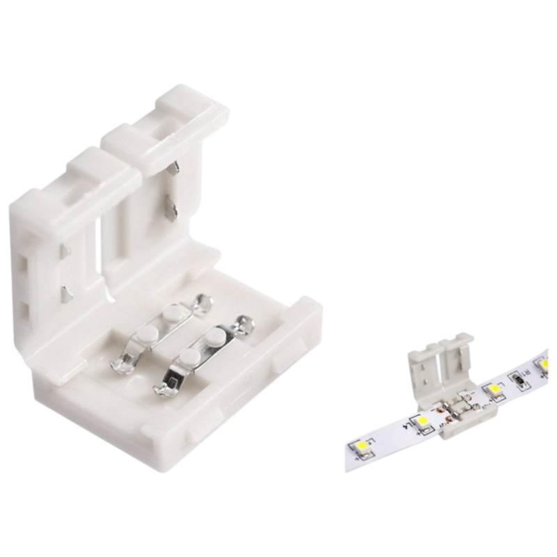 Giunto Connettore per Strip LED Monocolore 2 Pin 8mm | Spinotto 12V/24V SMD | Confezione 5 Pezzi