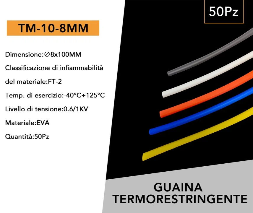 Confezione da 50 Pezzi – Guaina Termoretraibile Termorestingente Colori Assortiti