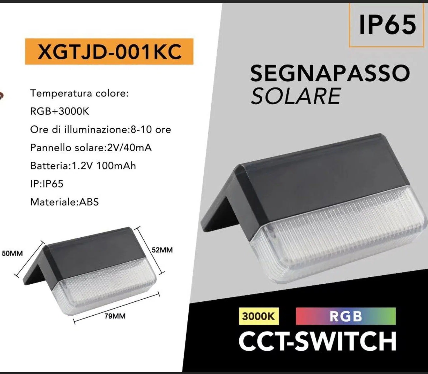Applique LED Solare da Esterno con Pannello e Crepuscolare | Luce 3000K + RGB