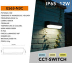 Applique LED Nera 12W - Lampada Impermeabile IP65 da Parete - immagine 4