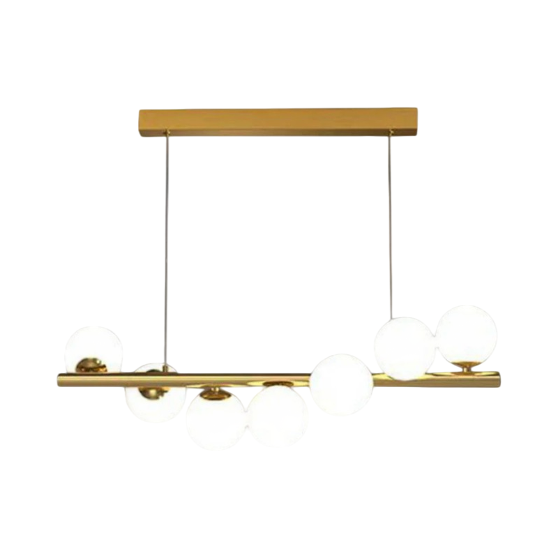 Lampadario a Sospensione Universo A06 – 7 Attacchi G9, Potenza 70W, Colore Oro, 7 Sfere Opache
