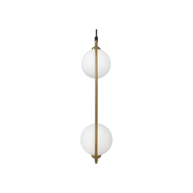Lampadario a Sospensione Minimal Universo A33 – Forma Ovale con 2 Attacchi G9, Potenza 20W, Colore Oro, 2 Sfere Opache