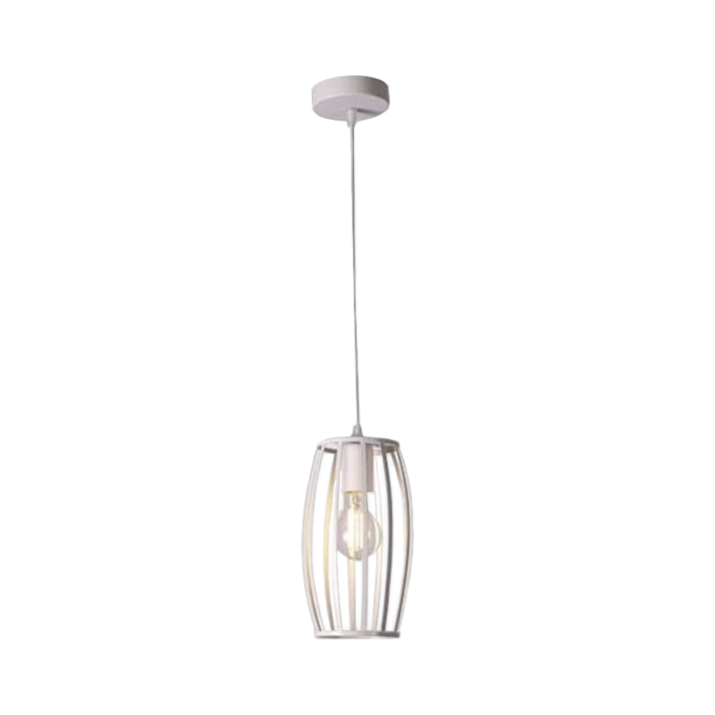Lampadario Moderno a Sospensione con Paralume in Metallo Traforato Ovale – Attacco E27, Colore Bianco o Nero