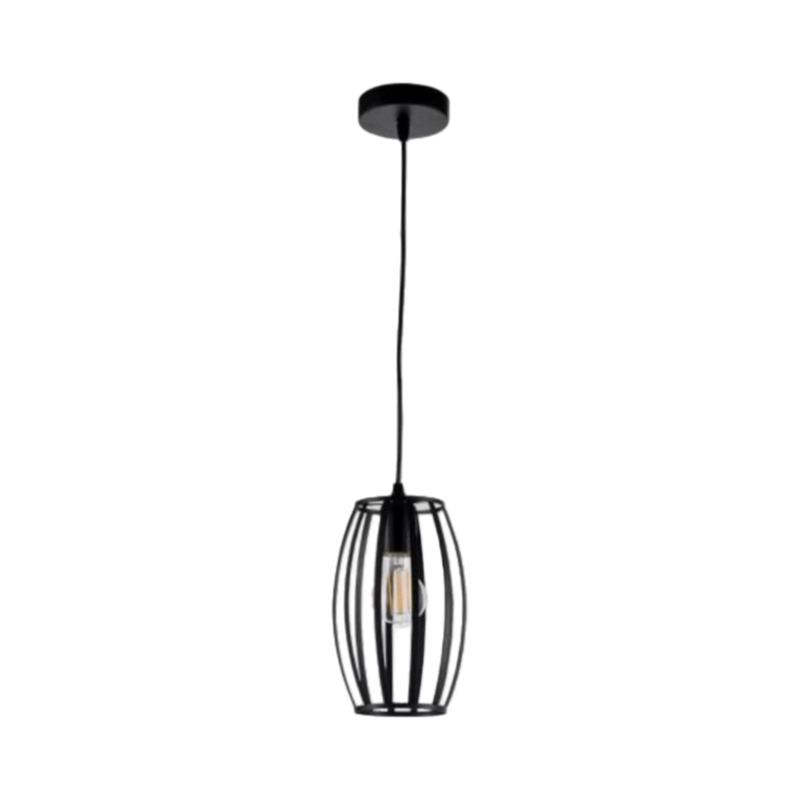Lampadario Moderno a Sospensione con Paralume in Metallo Traforato Ovale – Attacco E27, Colore Bianco o Nero