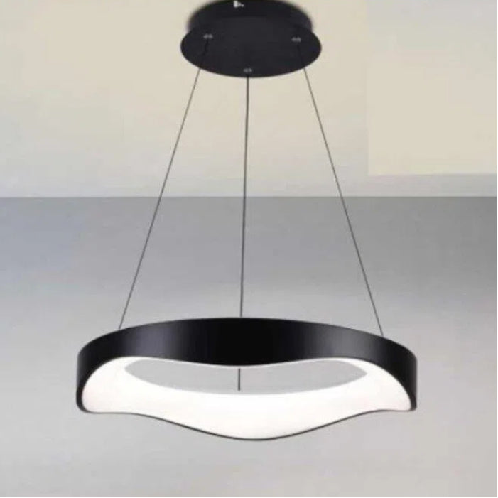 Lampadario LED a Onda Nero – Montaggio a Sospensione 38W, CCT 3in1 (3000K/4000K/6500K)