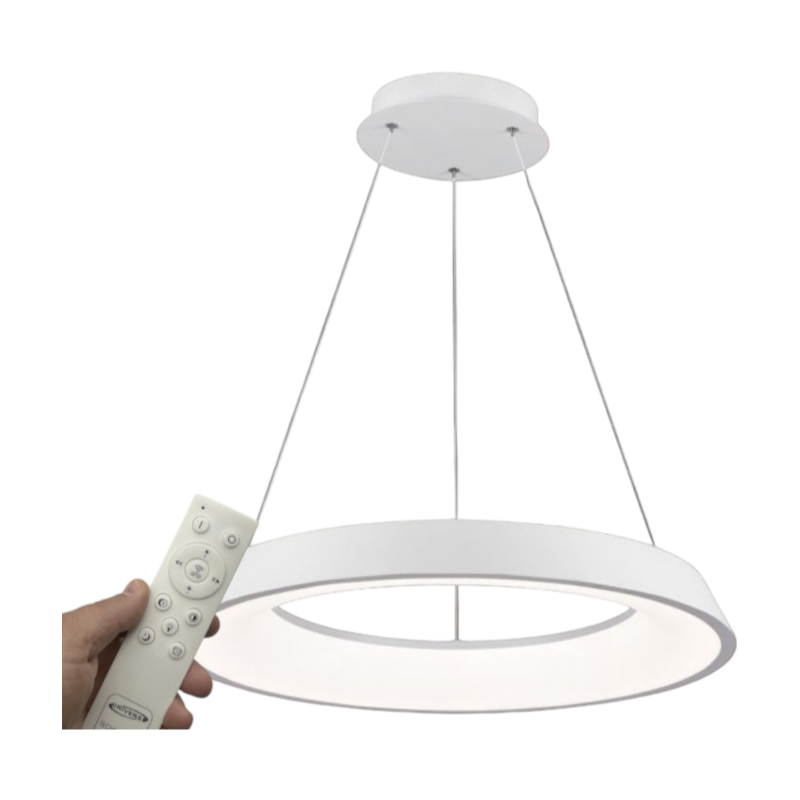 Lampadario LED SMD a Sospensione Universo A71-B3C – Design Circolare 43W, Colore Bianco, CCT 3in1 (3000K/4000K/6500K)