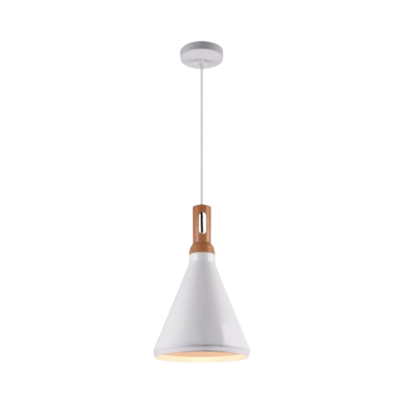 Lampadario in Metallo a Campana Universo A94 – Portalampada per Lampadine E27, Colore Bianco e Nero