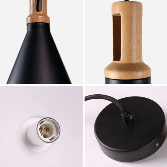 Lampadario in Metallo a Campana Universo A94 – Portalampada per Lampadine E27, Colore Bianco e Nero