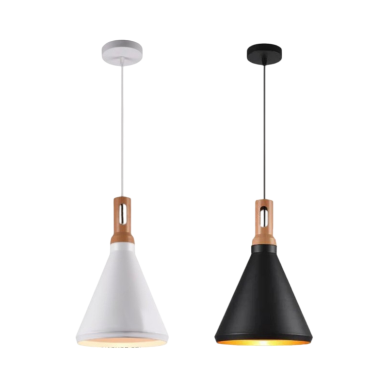 Lampadario in Metallo a Campana Universo A94 – Portalampada per Lampadine E27, Colore Bianco e Nero