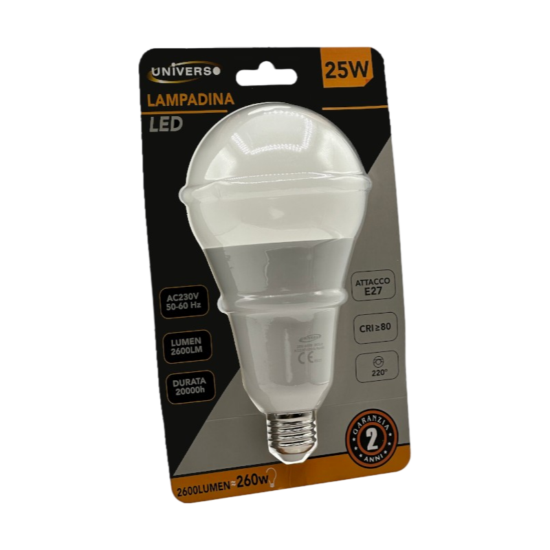 Lampadina SMD LED Universo A80-20W – Attacco E27, Bulb A80 a Goccia, 20W, 2050 Lumen, CCT 3000K/4000K/6500K