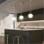 Lampadario a Sospensione da Soffitto Ovale in Bronzo e Sfera - immagine 2