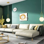 Lampadario a Sospensione da Soffitto Ovale in Bronzo e Sfera - immagine 3