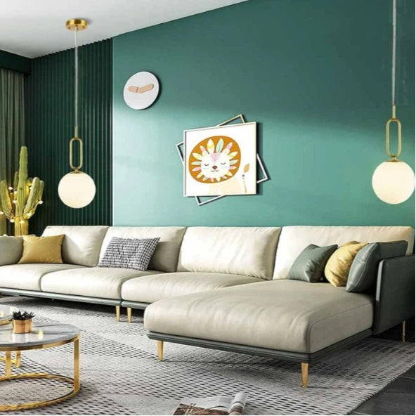 Lampadario a Sospensione da Soffitto Ovale in Bronzo e Sfera in Vetro – Attacco per Lampadina G9