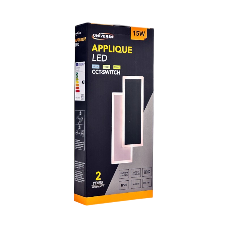 Lampada Applique LED SMD da Interno Universo AQ16-3C – Acrilico 15W, Cambia Colore con Switch CCT 3in1 (3000K-4000K-6500K)
