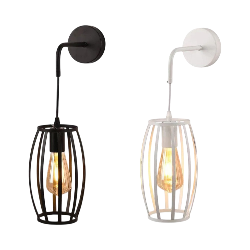 Lampada Applique a Muro Universo AQ53 – Forma Ovale Tridimensionale con Attacco E27, Max 60W, Colore Bianco e Nero