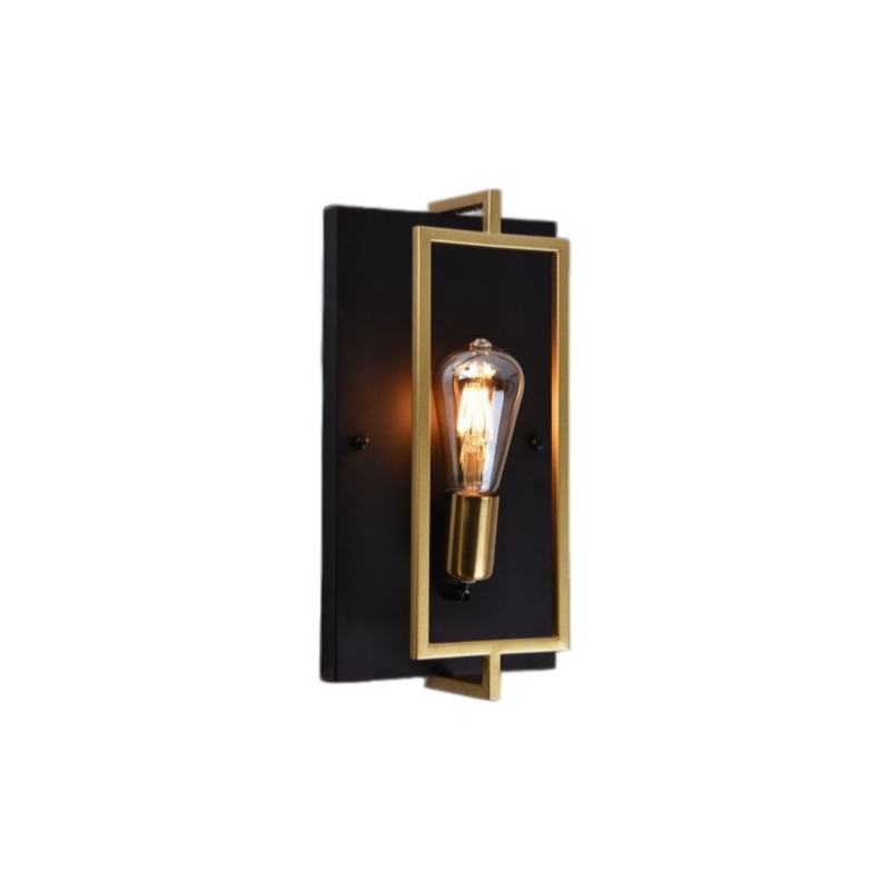 Applique a Muro in Metallo Nero e Bronzo – Stile Industriale con Attacco E27, IP20