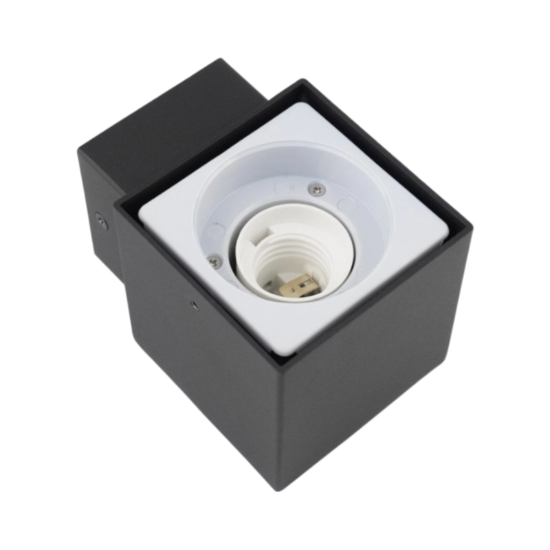 Portalampada Applique da Giardino Universo B160 – Wall Light da Muro Quadrato per Lampadine E27, Colore Bianco e Nero