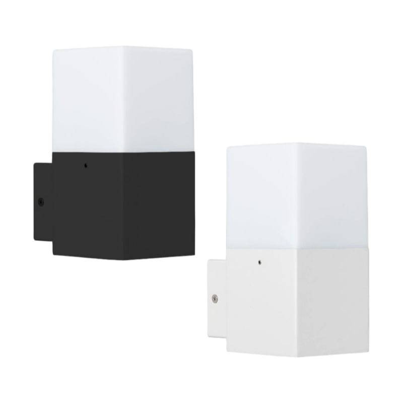 Portalampada Applique da Giardino Universo B160 – Wall Light da Muro Quadrato per Lampadine E27, Colore Bianco e Nero