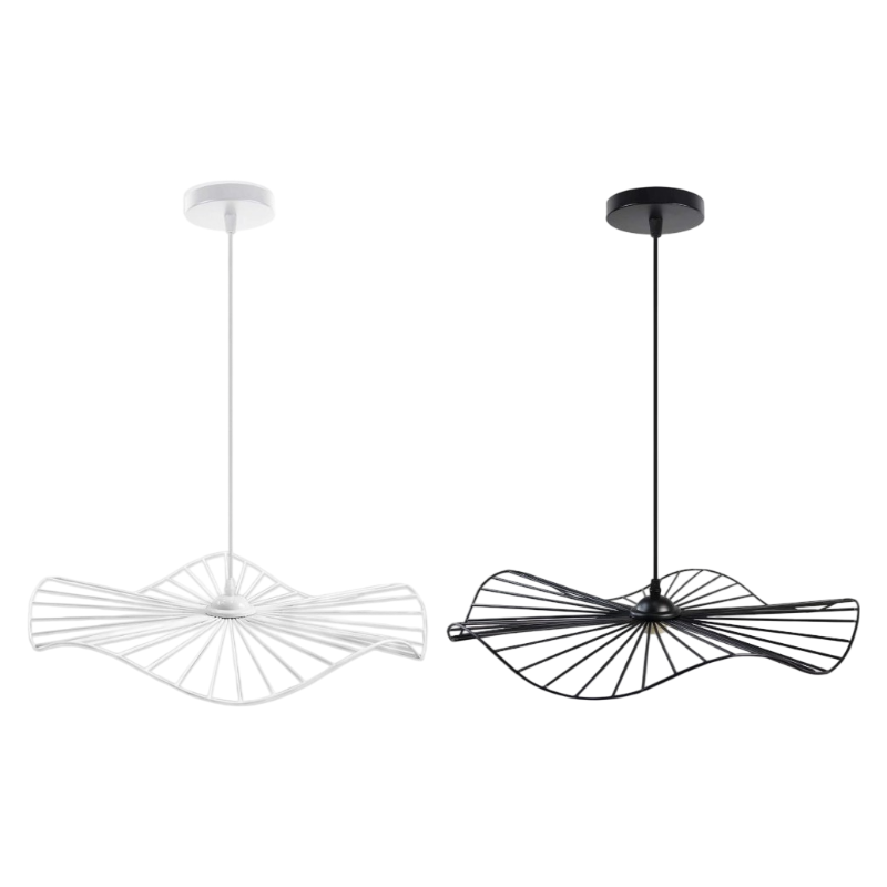Lampadario da Soffitto a Sospensione Pendente – Forma Rotonda Traforata con Attacco E27, Finitura Bianca o Nera