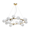 Lampadario LED a Sospensione in Metallo Bronzo – 15 Sfere in Vetro da 10 cm con Attacco G9, Max 150W