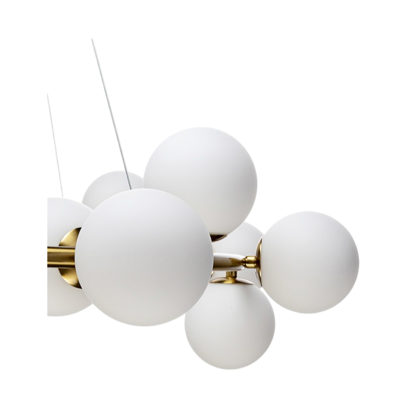 Lampadario LED a Sospensione in Metallo Bronzo – 15 Sfere in Vetro da 10 cm con Attacco G9, Max 150W