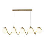 Lampadario a Sospensione Twister con 5 Sfere in Vetro