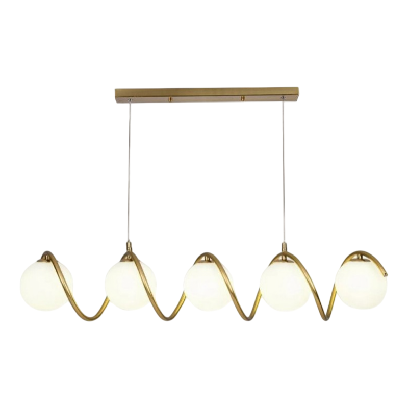 Lampadario a Sospensione Twister con 5 Sfere in Vetro – Attacchi per Lampadine G9