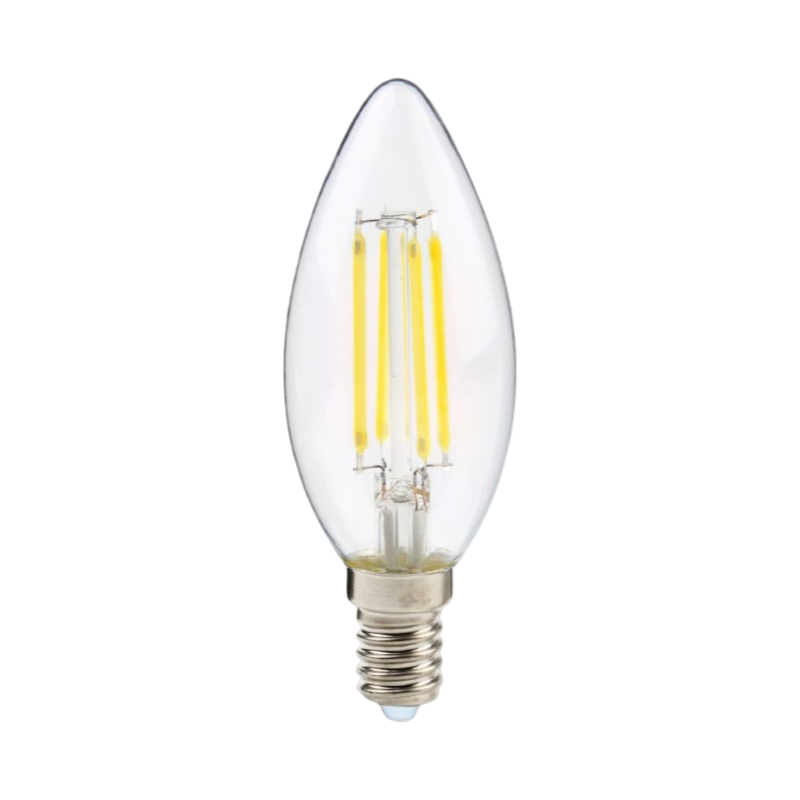 Confezione da 20 Pezzi Universo C35-T – Lampadina LED E14 4W, Candela C35 Filamento, Vetro Trasparente, CCT 3000K/4000K/6500K