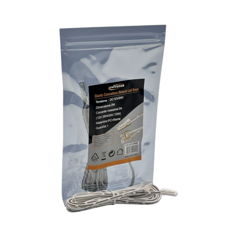 Cavo di Connessione tra Alimentatore Serie QS e Strip LED Monocolore DC12-24V | Larghezza 10mm