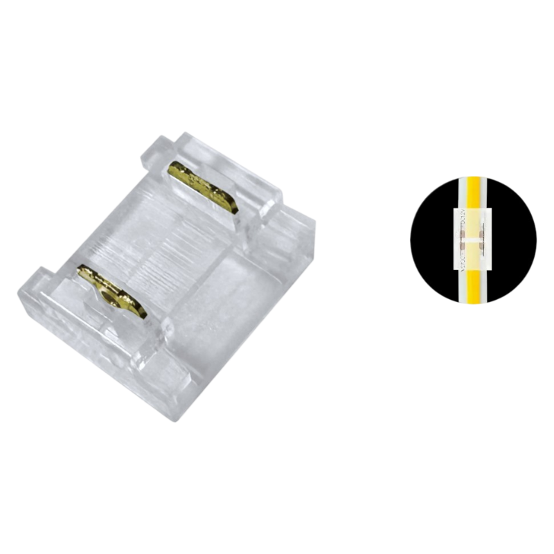 Connettore Lineare Trasparente per Strip LED Monocolore 2 Pin 10mm | Confezione 10 Pezzi