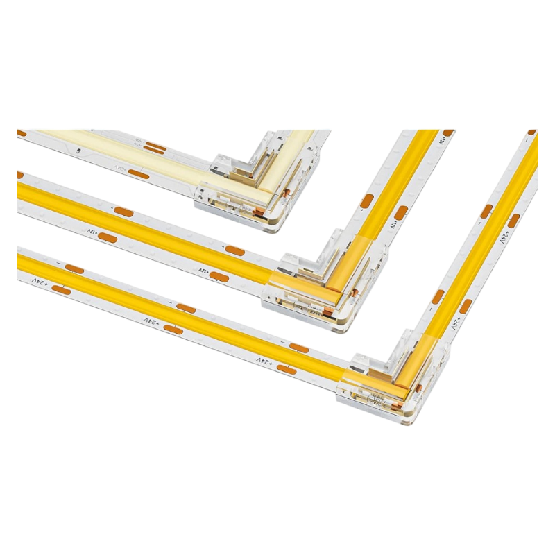 Connettore Angolare Trasparente per Strip LED Monocolore 2 Pin 10mm | Confezione 10 Pezzi