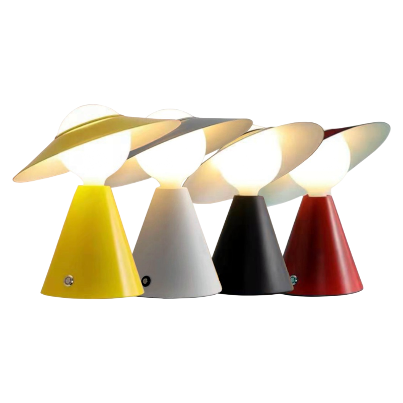 Lampada da Tavolo Moderna con Portalampada E27 – Colori Giallo, Bianco, Nero, Rosso