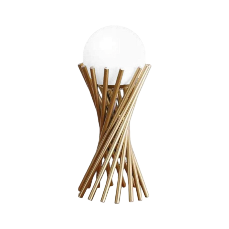 Lampada da Tavolo Tubolare in Bronzo con Sfera in Vetro – Attacco per Lampadina G9