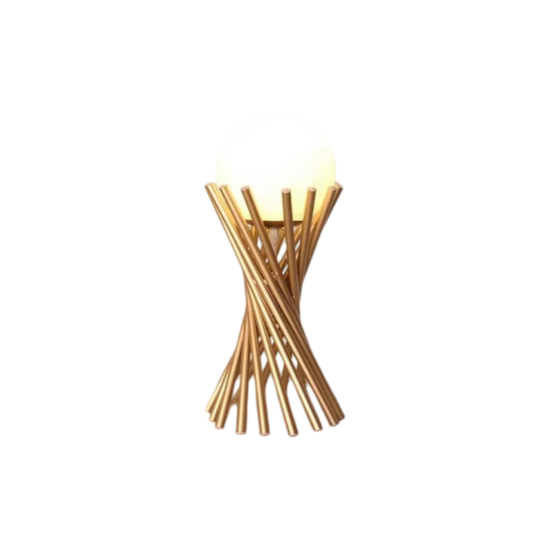 Lampada da Tavolo Tubolare in Bronzo con Sfera in Vetro – Attacco per Lampadina G9