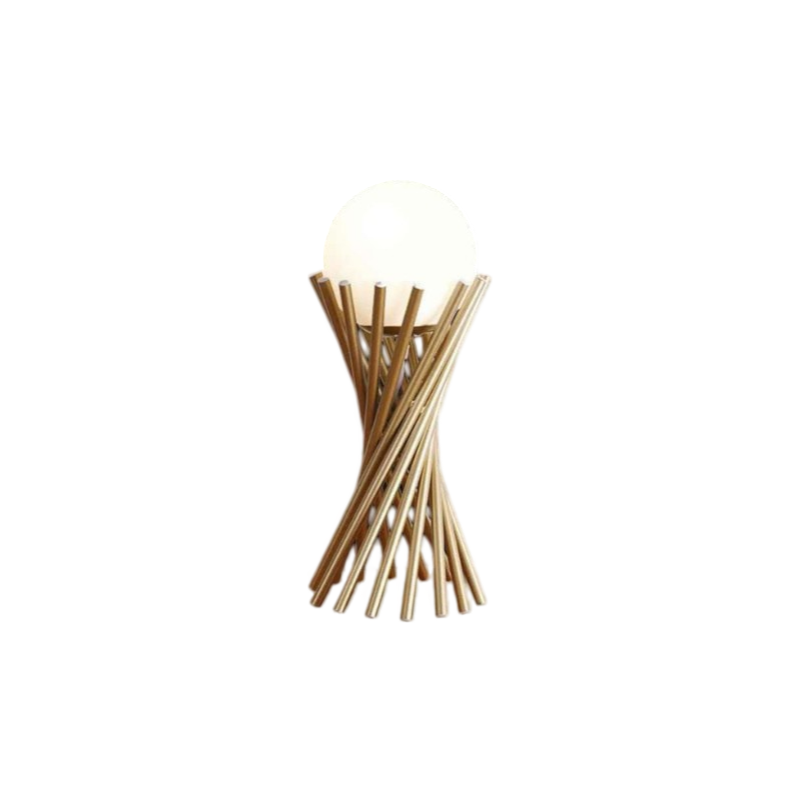Lampada da Tavolo Tubolare in Bronzo con Sfera in Vetro – Attacco per Lampadina G9