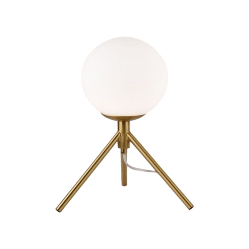 Lampada da Tavolo Universo Bronzo – Sfera in Metallo e Paralume in Vetro con Attacco G9, Max 60W