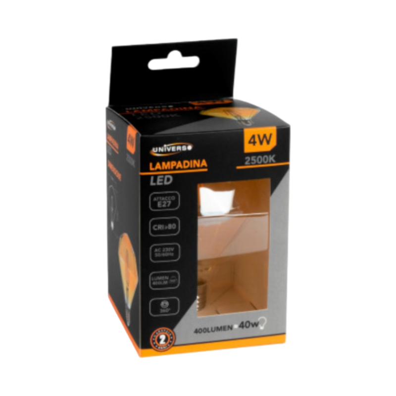 Lampadina LED Vintage a Forma di Diamante – E27 4W, Vetro Ambrato, Filamento, Luce Calda 2500K, Ideale per Pub e Taverne