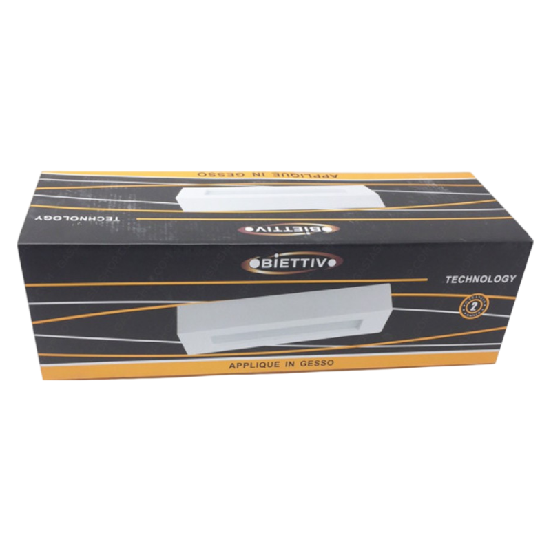Applique Rettangolare in Gesso Verniciabile – Doppia Emissione Luminosa 26W con 2 Portalampada E14