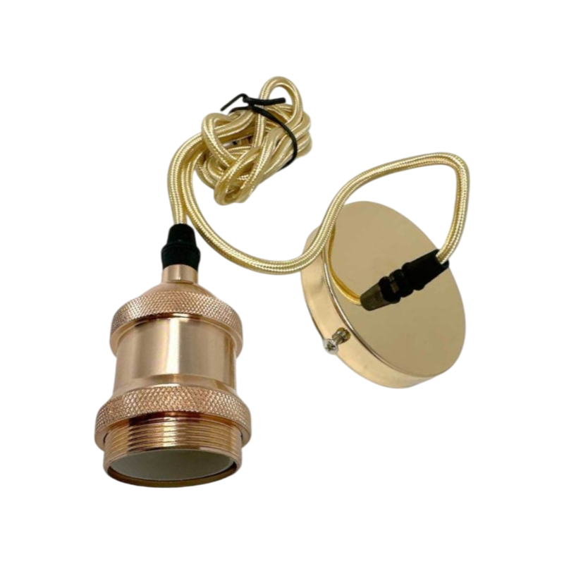 Lampadario Portalampada in Metallo a Sospensione – Colore Oro per Lampadine E27