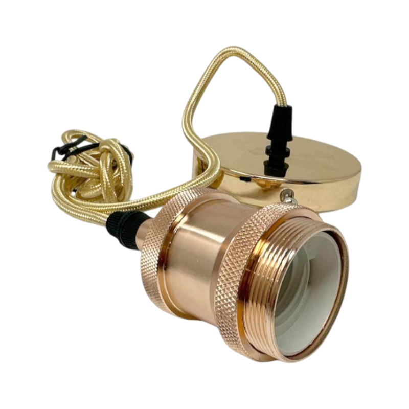 Lampadario Portalampada in Metallo a Sospensione – Colore Oro per Lampadine E27