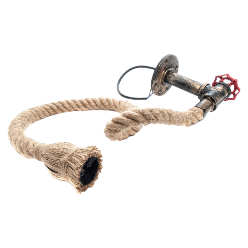 Pendente Vintage da Parete a Forma di Fontana e Corda con Attacco E27