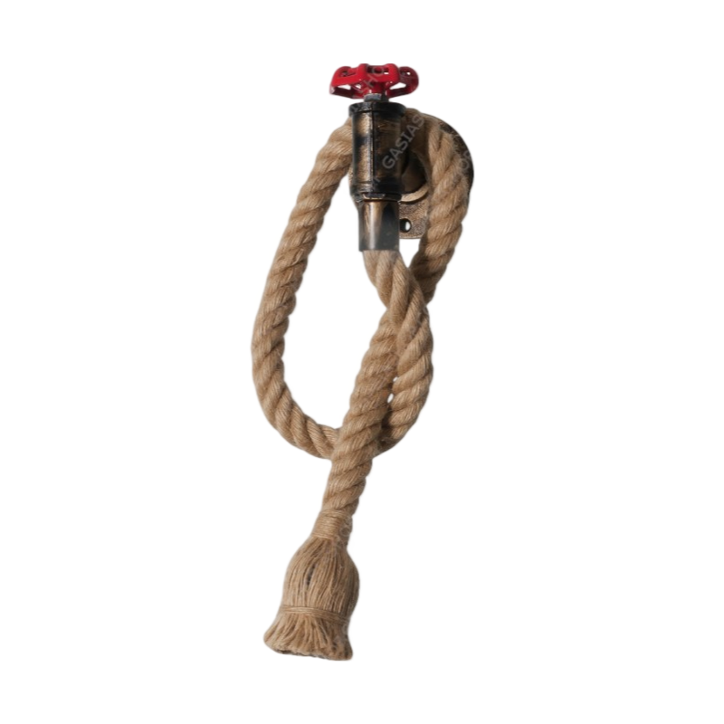 Pendente Vintage da Parete a Forma di Fontana e Corda con Attacco E27