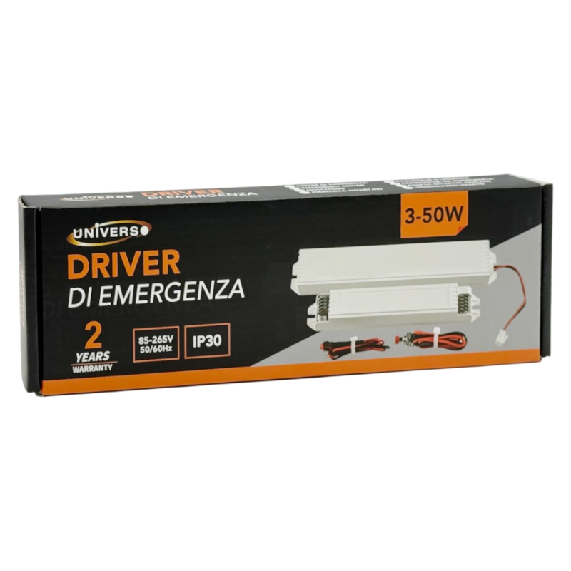 UNIVERSO EM-50W driver di emergenza per lampade LED da 3W a 50W, autonomia fino a 300 minuti, uscita DC 220V, ideale per illuminazione di emergenza in casa, uffici e ambienti professionali