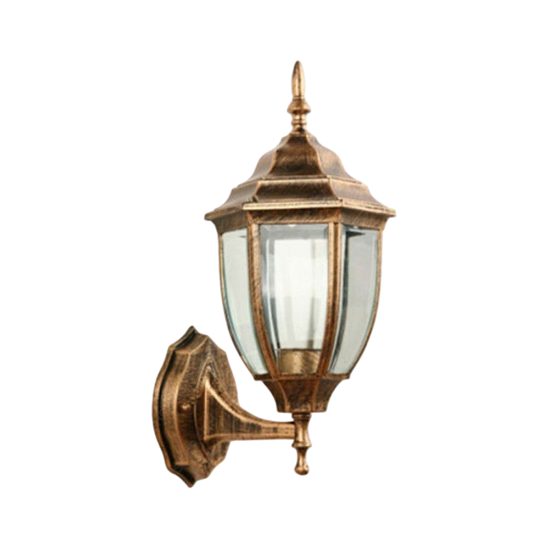 Lampada Lanterna Faretto da Muro – Applique da Giardino con Attacco E27, IP45, Colore Rame Anticato
