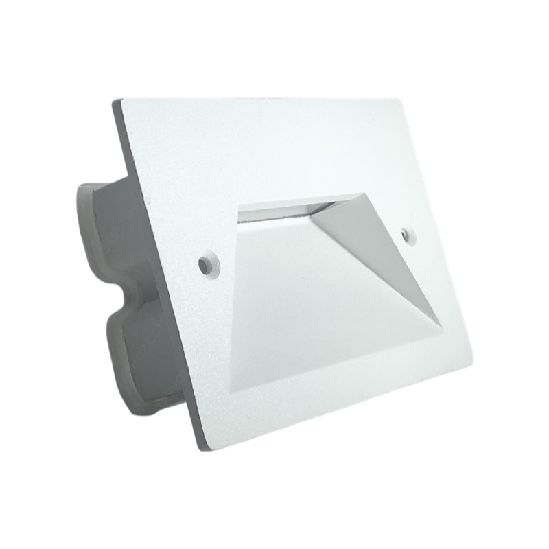 Punto Luce Segnapasso LED Rettangolare Colore Bianco Montaggio a Incasso 503E 3W 24° da Esterno IP65