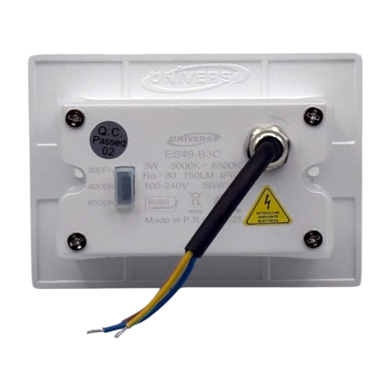 Universo ES49-B3C Punto Luce Segnapasso Rettangolare LED ad Incasso Cambia Colore CCT 3in1 3W 24° da Esterno IP65